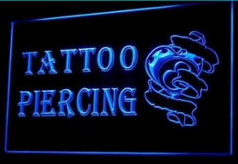 Tattoo Piercing 3 LED Neon Sign